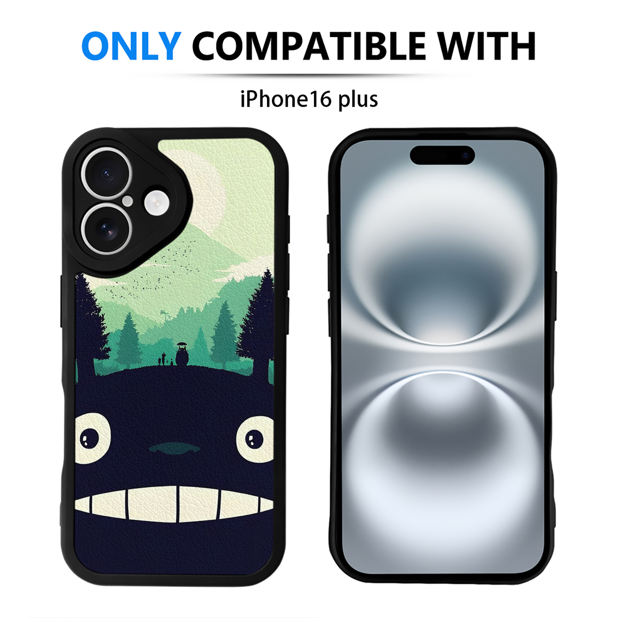 （画像用） となりのトトロ 草壁メイ 草壁サツキ My Neighbor Totoro Satsuki Kusakabe Mei Kusakabe 【iPhone 16シリーズ対応】シリコンスマホケース（レザー調） 材質：シリコン